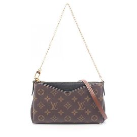 Louis Vuitton Pallas Clutch Monogram Bolsa de mão 2-Way Marrom Preto