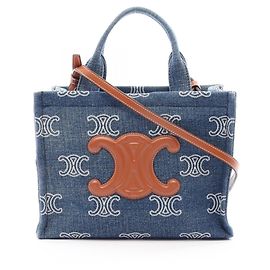 Céline Celine Small Cabas Borsa Tote 2-Way Marrone Blu navy