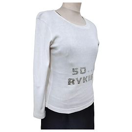 Top de algodón blanco Sonia Rykiel 'So Sonia' con strass Blanco