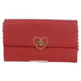 Prada Heart Geldbörse mit Kette aus Saffiano-Leder Rot