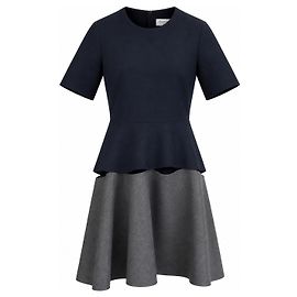 Christian Dior x Raf Simons Pre-Fall 2014 Kleid mit schwebendem Saum Grau Dunkelblau