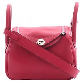 Hermès Bolsa de Ombro Hermes Lindy Mini Framboise Rouge Sellier Rosa