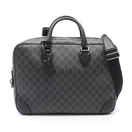 Gucci GG Emblem Medium 2-Way Briefcase Handbag Brown Black