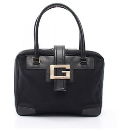 Gucci G-logo Handbag Black Leather and Canvas Black