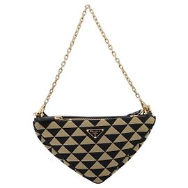 Prada Symbole Triangle Jacquard Mini Beige