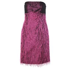 Versace Jeans Couture Feather-Effect Strapless Dress - ’00s Fuschia