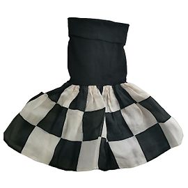Dolce & Gabbana 1991 Checkerboard Strapless Playsuit Dress Black White