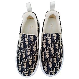 Baskets Christian Dior Oblique en toile jacquard Noir Beige Bleu Marine
