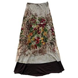 Jean Paul Gaultier Mesh Maxirock mit Blumenprint Braun Mehrfarben