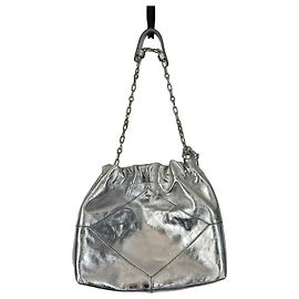 Ba&Sh Borsa Tote M Lamine June Pelle Argento Argento