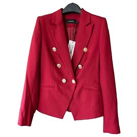 Karen Millen Red Double-Breasted Blazer with Gold Buttons Red