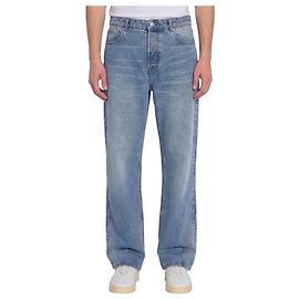 Jeans Ami Paris de Perna Larga em Denim Azul Índigo Azul