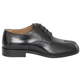 Maison Martin Margiela Tabi Schnürschuhe aus schwarzem Leder Schwarz