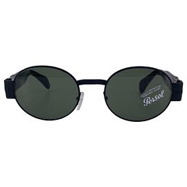 Persol Óculos de sol Samoa ovais vintage em metal preto e tartaruga 50/19 Marrom