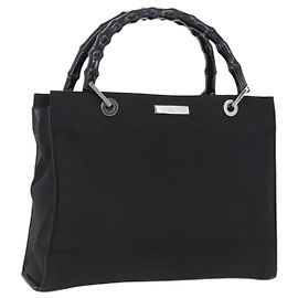 GUCCI Bamboo Tote Bag Canvas Schwarz Silber 002 1016 Andere