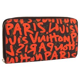 LOUIS VUITTON Monogram Graffiti Zippy Long Wallet Orange M93711 LV Autre
