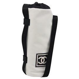 CHANEL Sports Drink Holder Nylon White Black CC Altro