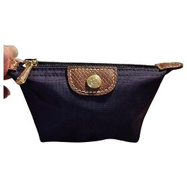 Longchamp Le Pliage Canvas and Leather Coin Purse Purple Dark purple