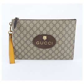 Gucci GG Supreme Neo Clutch Pouch Brown