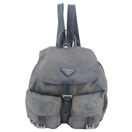 Sac à dos Prada en nylon Tessuto avec logo triangle en cuir Marron