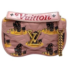 Louis Vuitton New Wave PM Schultertasche mit Kette Pink Leopardenprint
