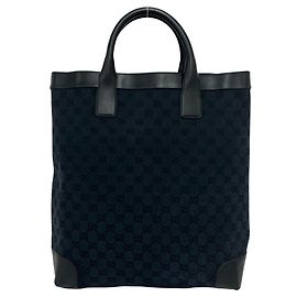 Saco Tote Gucci em lona GG e couro Preto