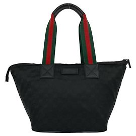Bolso Tote GUCCI Sherry Line GG Pattern Logo Negro Roja Verde