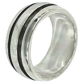 Autre Marque Anillo Tiffany Vintage Grooved Double Line Band Ring Plata