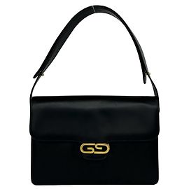 Gucci Black Leather 2-Way Semi-Shoulder Handbag Black