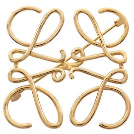 Loewe Anagram Gold Plated Brooch Golden
