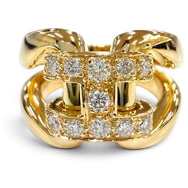 Hermès Hermes Yellow Gold Diamond Band Ring Golden