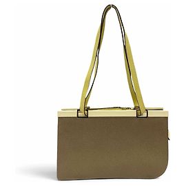 Valextra N504508 Leder Handtasche Tote Bag Beige Roh Gelb