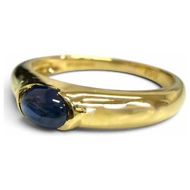 Autre Marque Anello Tiffany Vintage 750 Zaffiro Taglio Cabochon D'oro