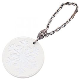 Hermès Pingente de bolsa Hermes Snowflake Prata Branco