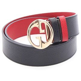 Gucci Wendelbarer Ledergürtel Schwarz Rot