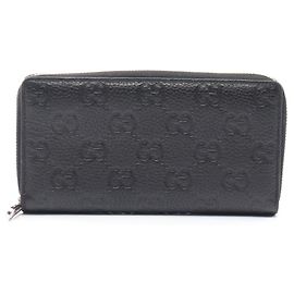 Gucci Black Leather Long Wallet Black