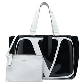 Bolso Tote Valentino V-Logo Medium Negro Blanco