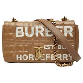Bolsa de Ombro Matelassê com Corrente Burberry TB Small Laura Bege