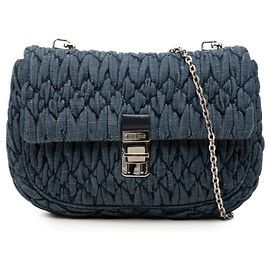 Borsa a tracolla con catena Miu Miu Matelassé Blu