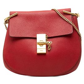 Bolsa de Ombro com Corrente Chloé Drew Vermelho Dourado