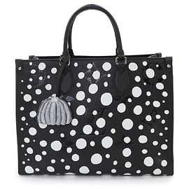 Bolsa Tote Louis Vuitton Onthego MM LVxYK Preto Branco Monograma