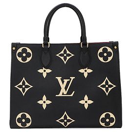 Bolso tote Louis Vuitton Onthego MM Bicolor Monogram Empreinte Negro Multicolor Beige Monograma
