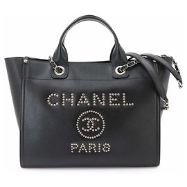 Borsa Chanel Deauville MM 2-way Chain Tote Nero