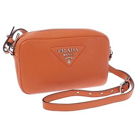 Prada Orange Vitello Daino Soft Crossbody Orange
