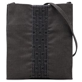 Pochette Herline Hermès in tela grigia Marrone