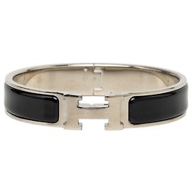 Hermès Clic H Armband PM schmal, Emaille Schwarz Schwarz
