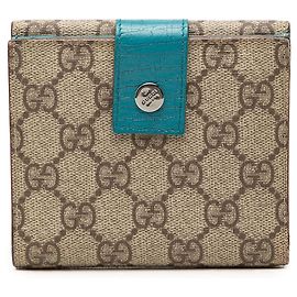 Carteira Compacta Gucci Beige GG Supreme Bege