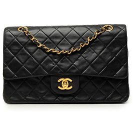 Chanel Black Medium Classic Lambskin Double Flap Black