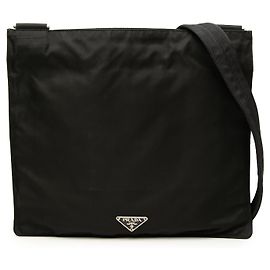 Prada Black Tessuto Zip Top Crossbody Black