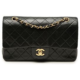 Chanel Black Medium Classic Lambskin Double Flap Black